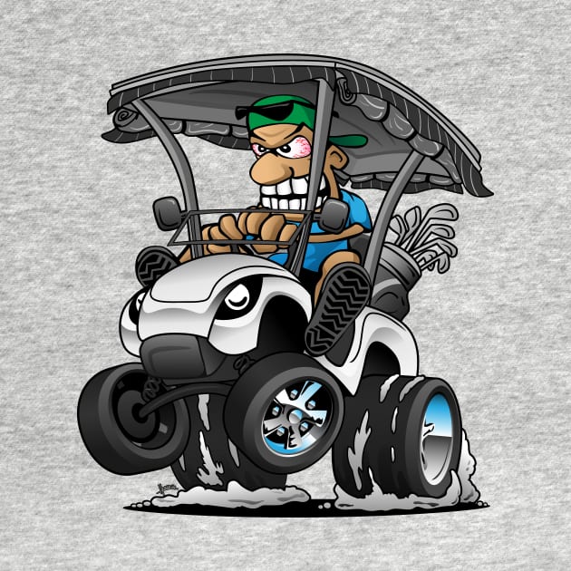 Funny Golf Cart Hotrod Golf Car Popping a Wheelie Cartoon by hobrath